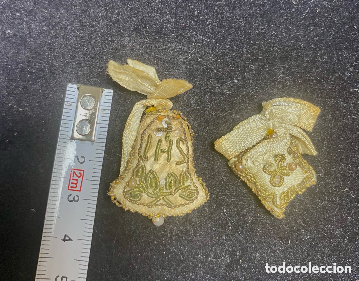Antig&uuml;edades: Escapularios antiguos bordados en hilo de oro - Foto 4