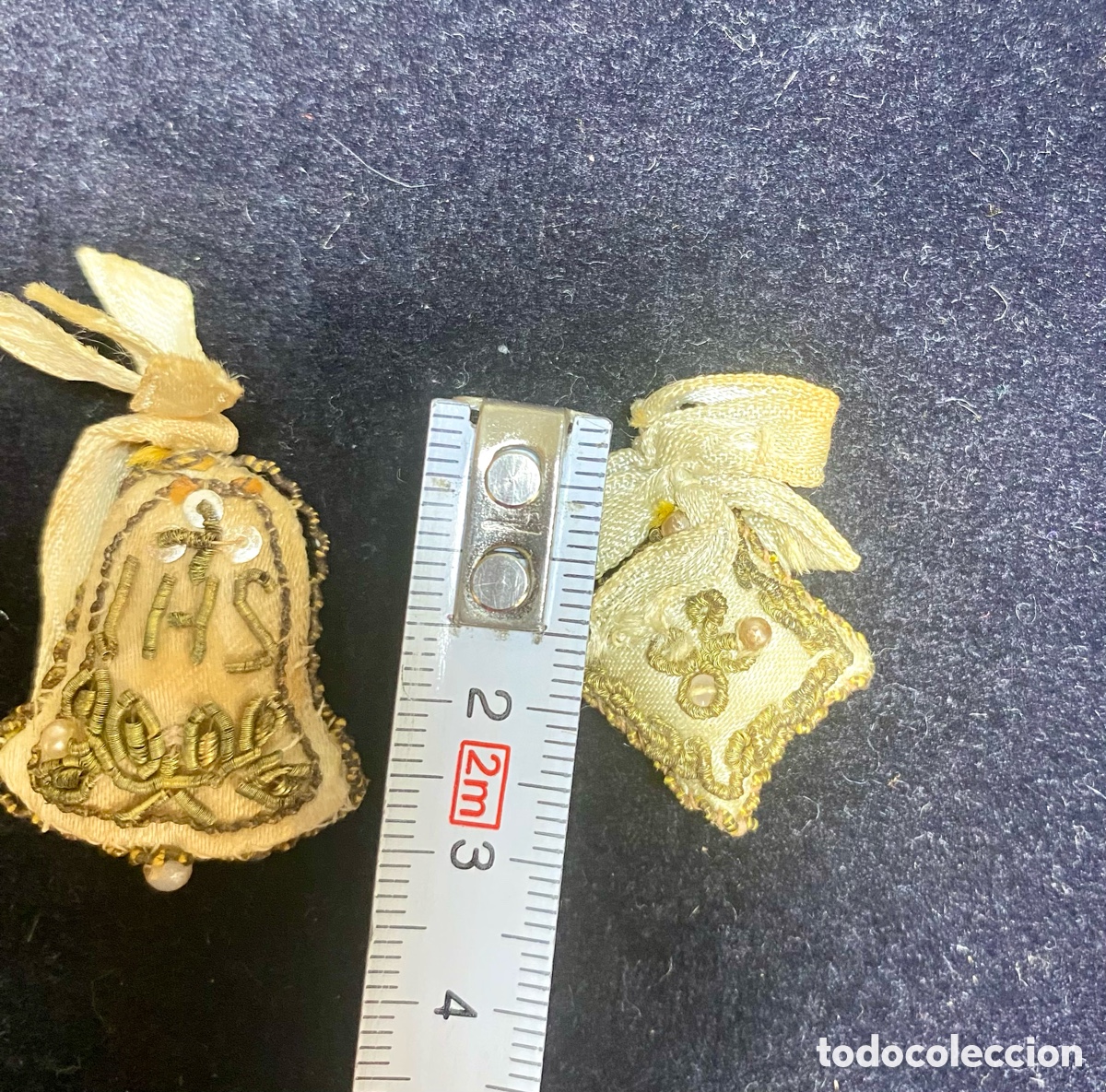 Antig&uuml;edades: Escapularios antiguos bordados en hilo de oro - Foto 5