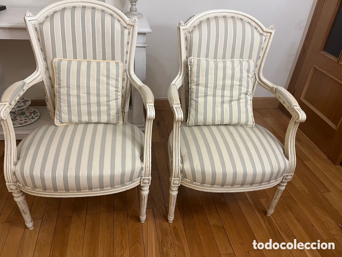 Antig&uuml;edades: Sillones de madera con tapicer&iacute;a - Foto 3