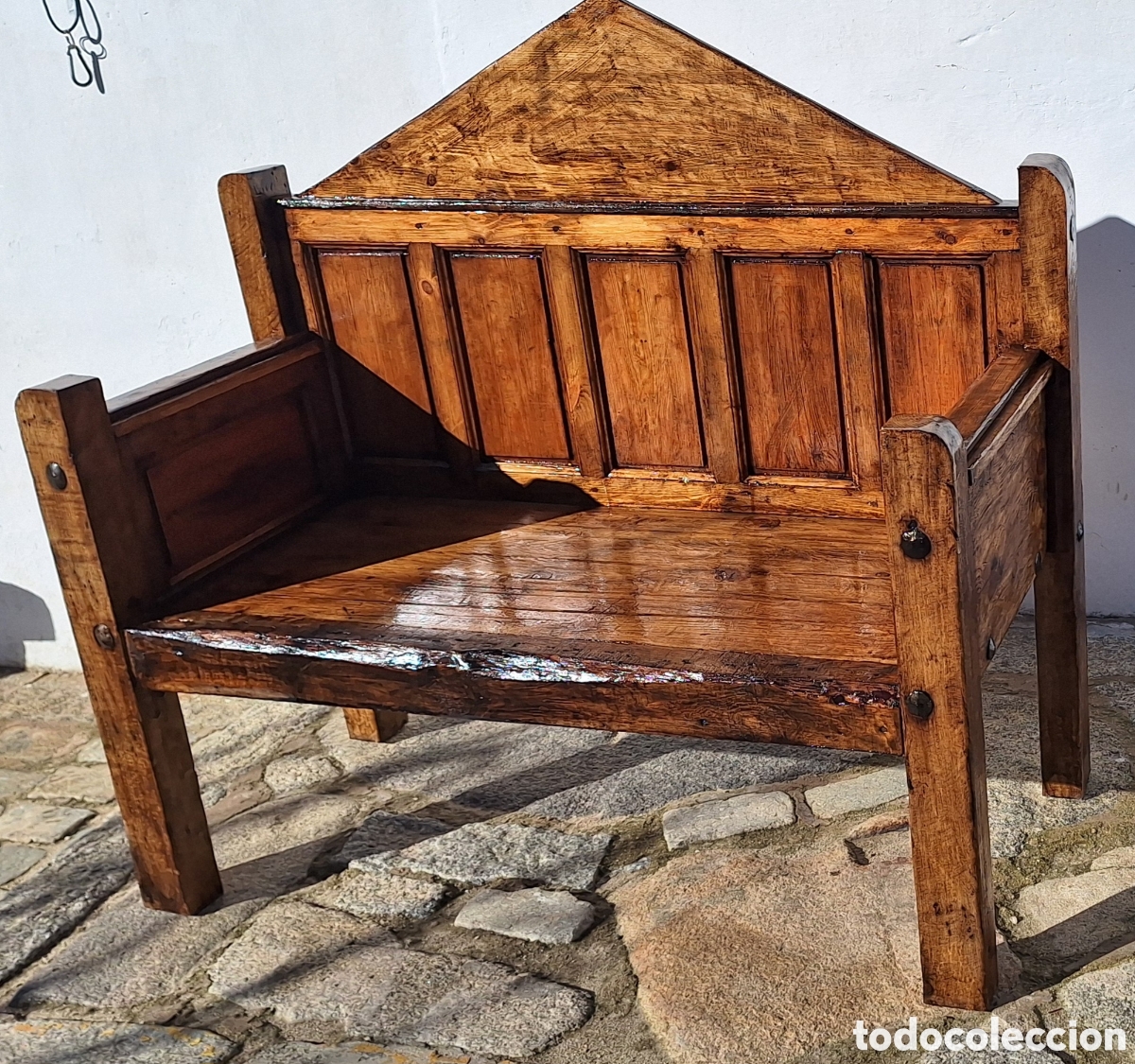 Antig&uuml;edades: Banco de madera de 2 personas - Foto 2