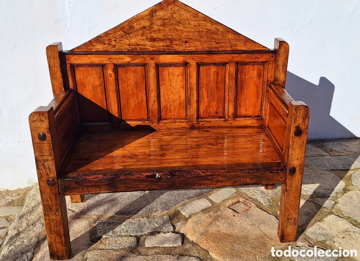 Antig&uuml;edades: Banco de madera de 2 personas - Foto 3