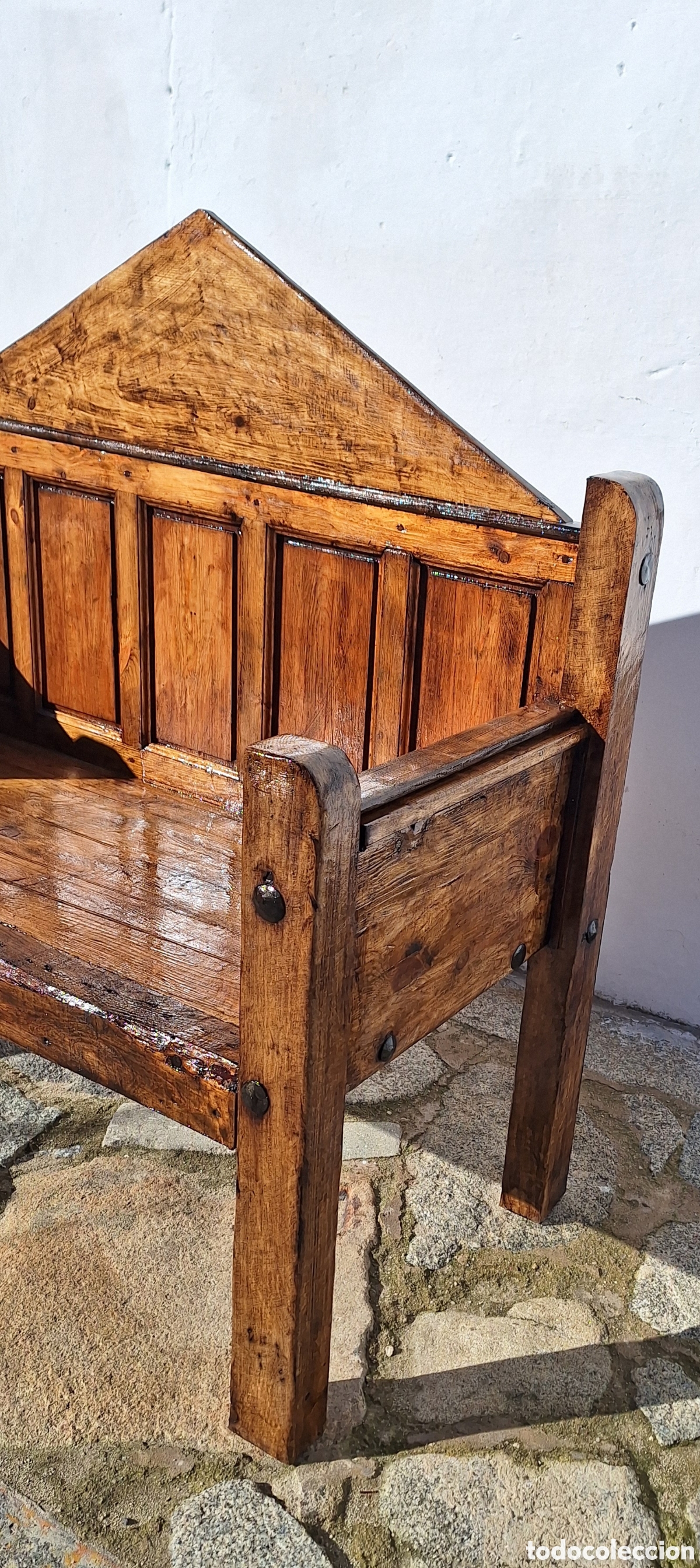 Antig&uuml;edades: Banco de madera de 2 personas - Foto 4