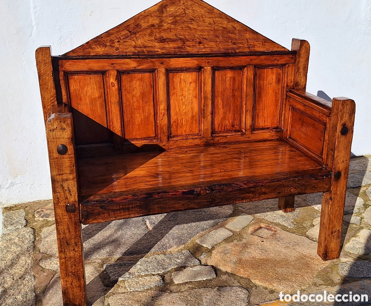 Antig&uuml;edades: Banco de madera de 2 personas - Foto 5