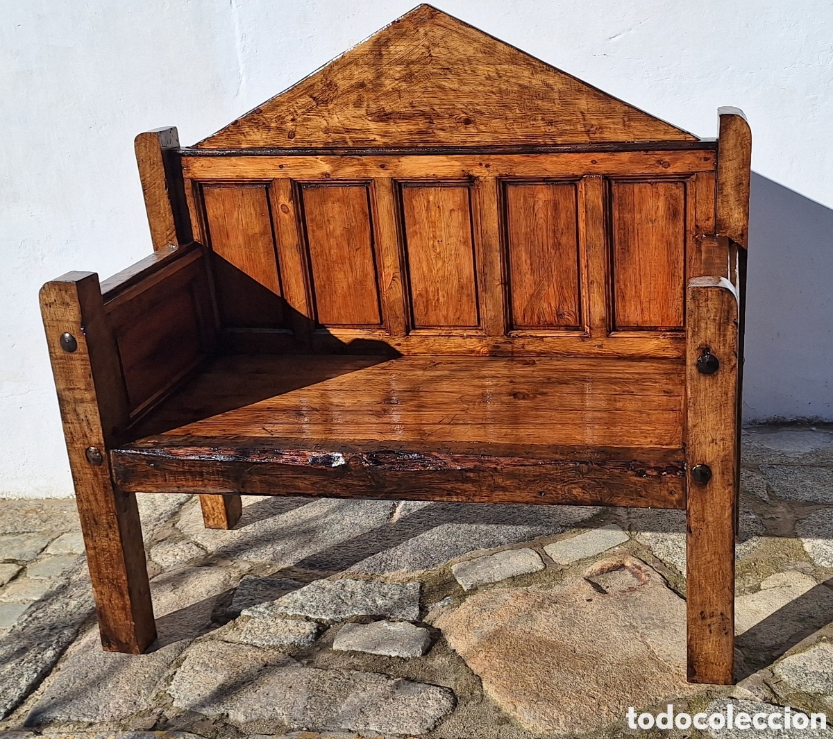 Antiquit&eacute;s: Banco de madera de 2 personas
