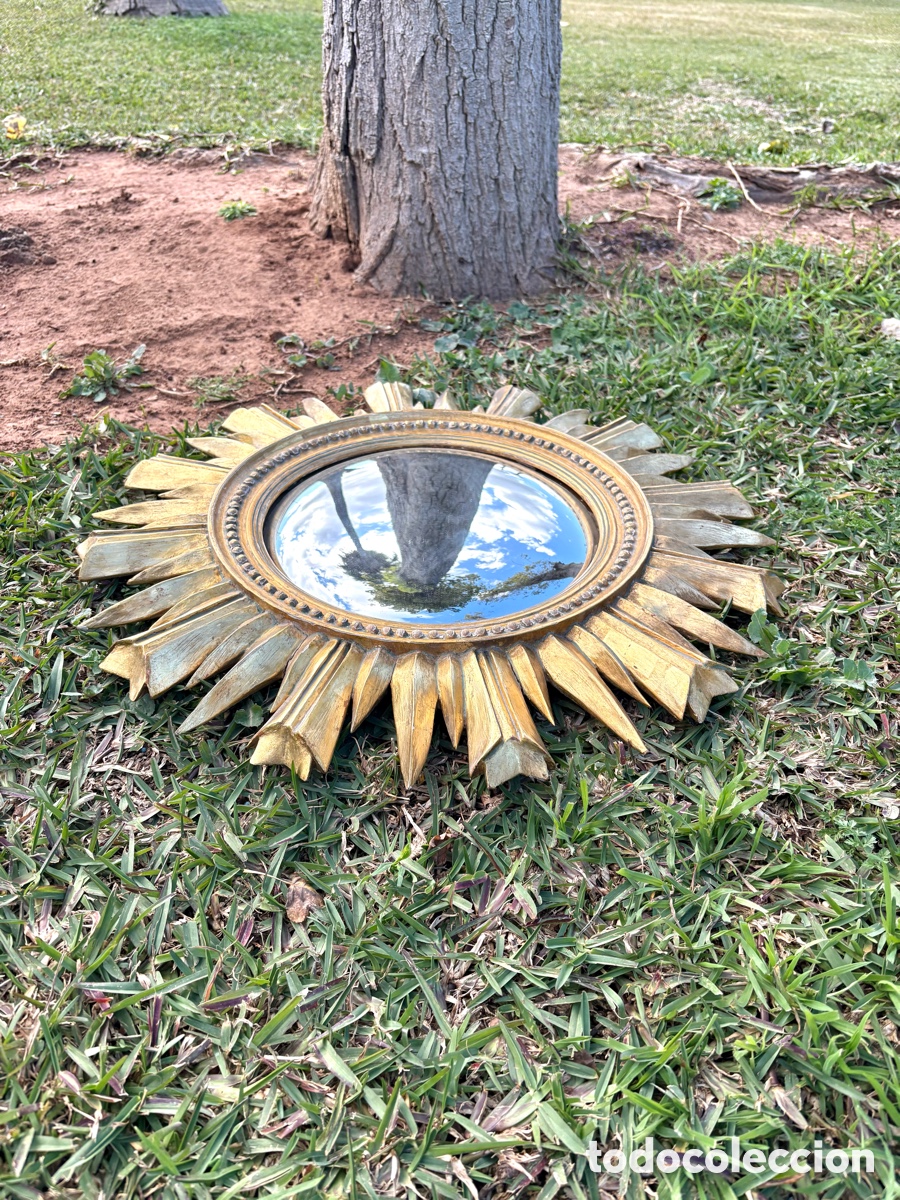 Antig&uuml;edades: ESPEJO SOL MADERA DORADA. - Foto 10