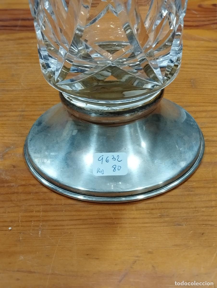 Antig&uuml;edades: JARRON DE CRISTAL CON BASE DE PLATA. - Foto 3