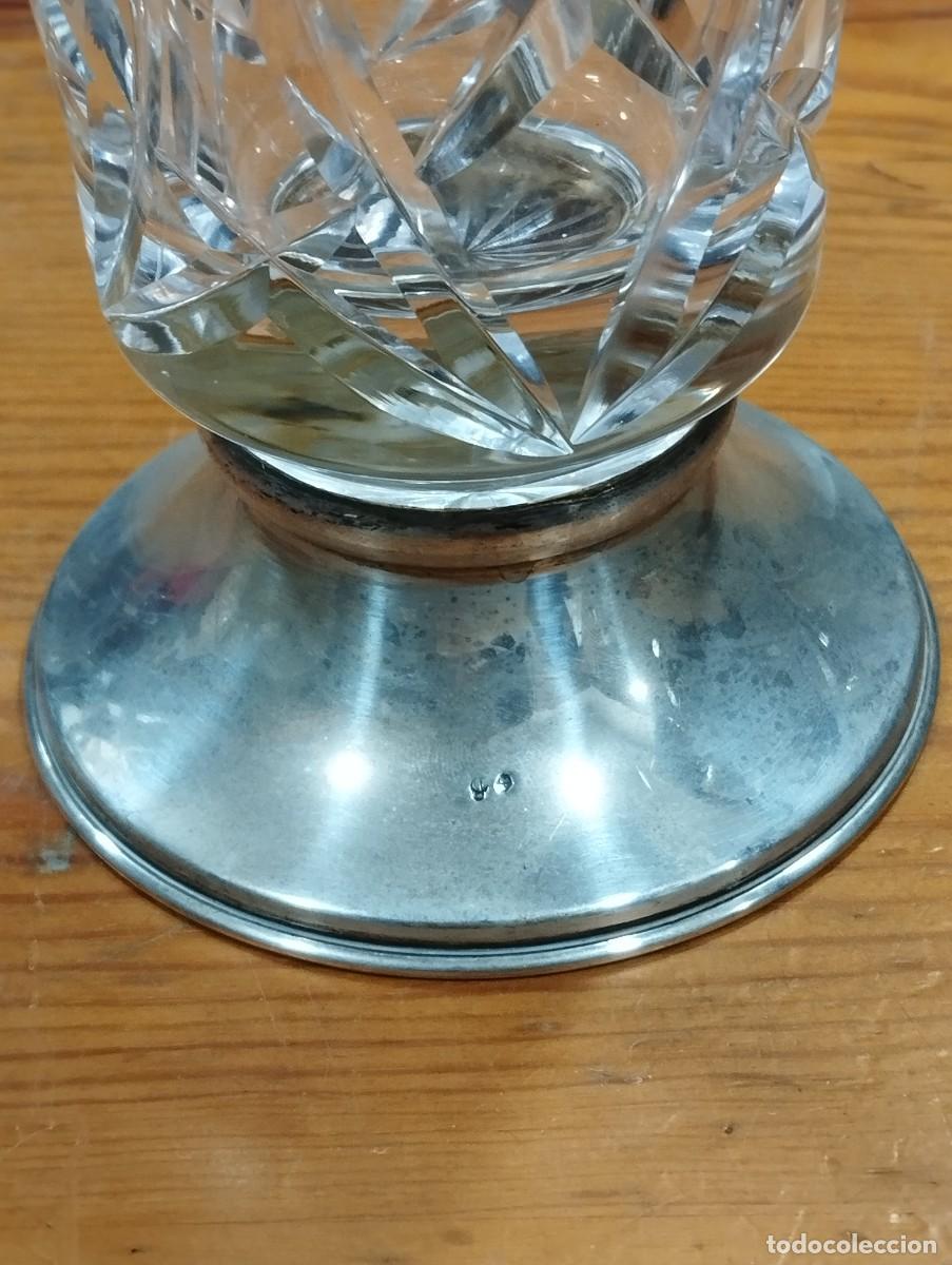 Antig&uuml;edades: JARRON DE CRISTAL CON BASE DE PLATA. - Foto 4