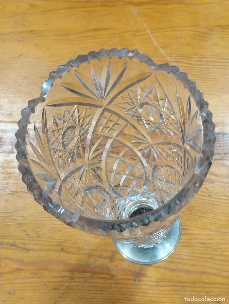 Antig&uuml;edades: JARRON DE CRISTAL CON BASE DE PLATA. - Foto 5
