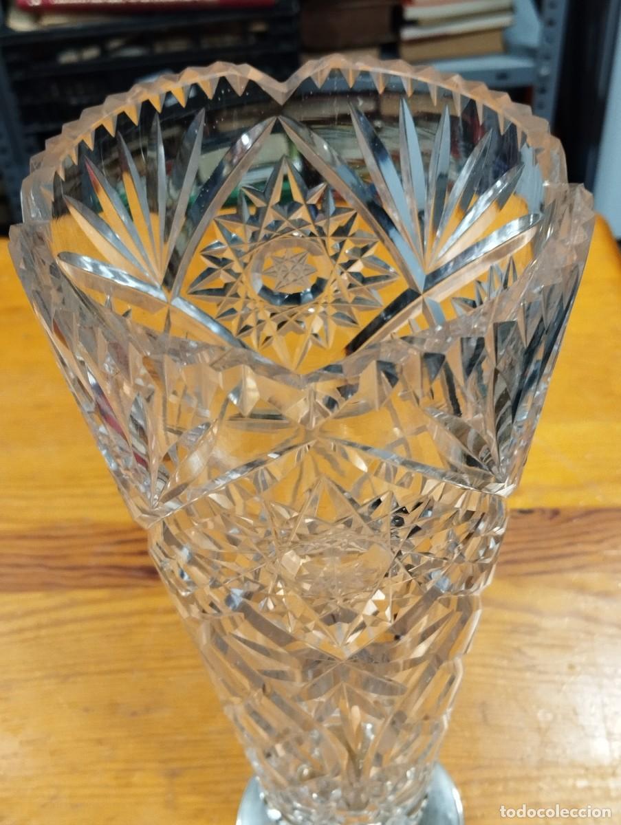 Antig&uuml;edades: JARRON DE CRISTAL CON BASE DE PLATA. - Foto 6
