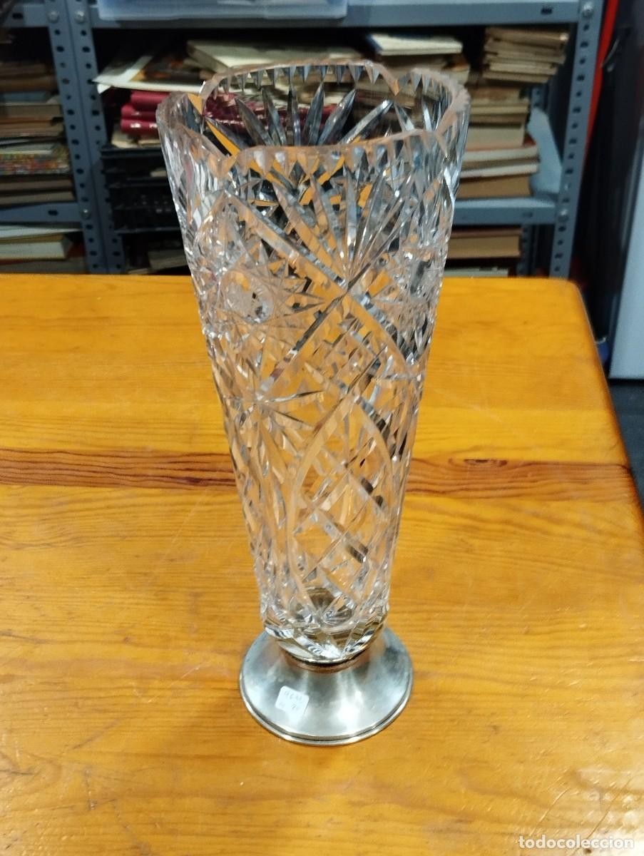 Antig&uuml;edades: JARRON DE CRISTAL CON BASE DE PLATA. - Foto 8