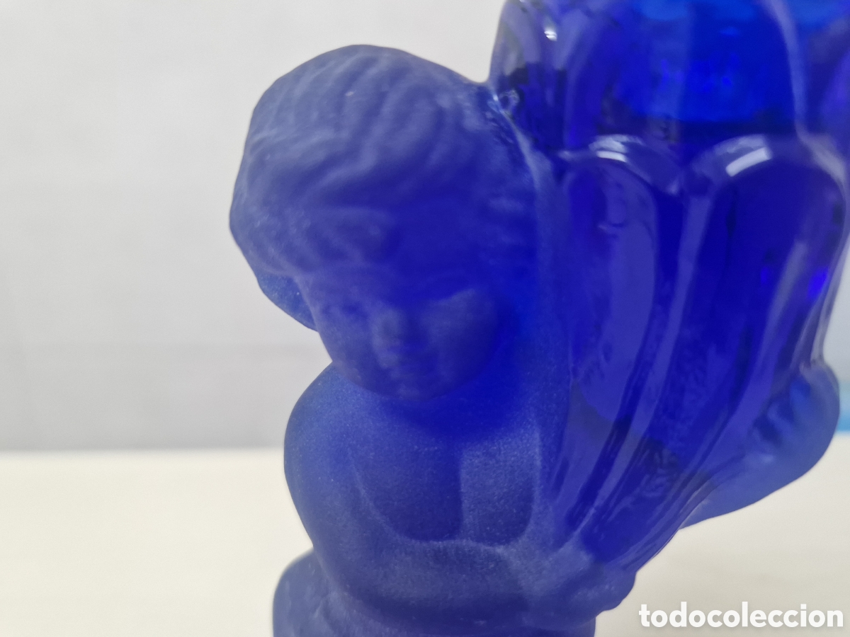 Antig&uuml;edades: BONITOS POSABELAS DE CRISTAL AZUL - Foto 8