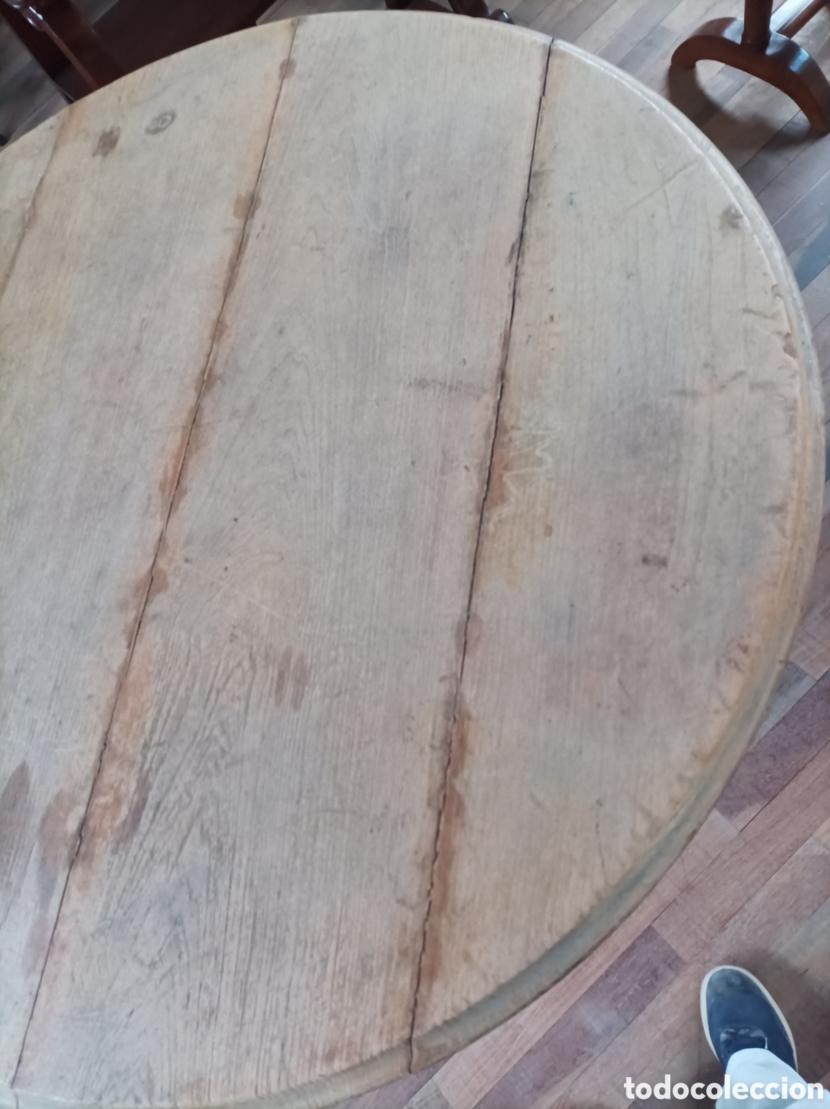 Antig&uuml;edades: Mesa r&uacute;stica redonda madera natural - Foto 7