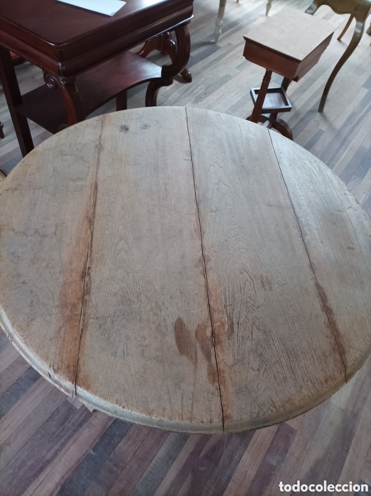Antig&uuml;edades: Mesa r&uacute;stica redonda madera natural - Foto 8