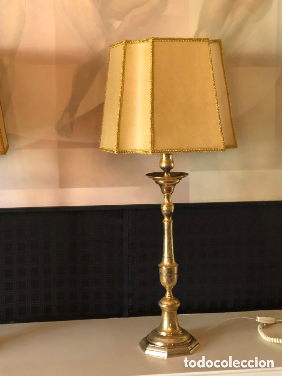 Antig&uuml;edades: 2 lamparas estilo modernista con la base octogonal - Foto 4