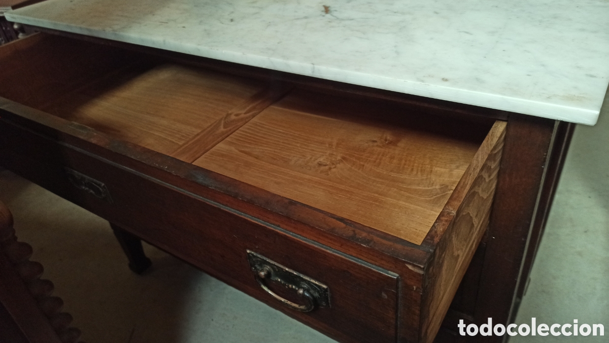 Antig&uuml;edades: C&oacute;moda Tocador antiguo con espejo y m&aacute;rmol - Foto 5