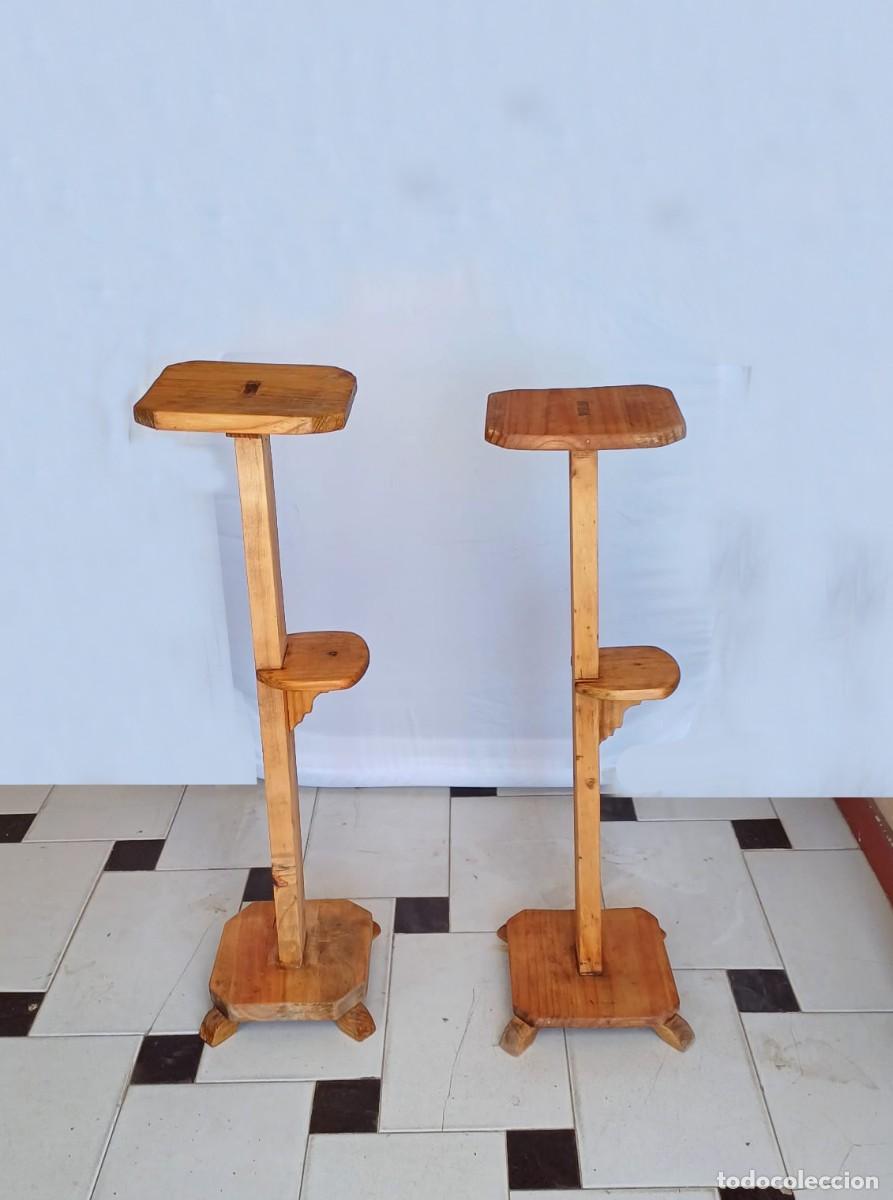 Antig&uuml;edades: Peanas R&uacute;sticas Restauradas a la Cera principios s.XX - Foto 3