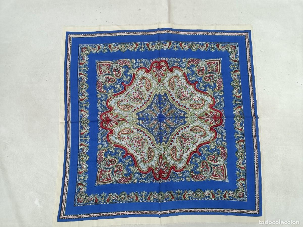 Antig&uuml;edades: Pa&ntilde;uelo de merino azul, estampado - Foto 3