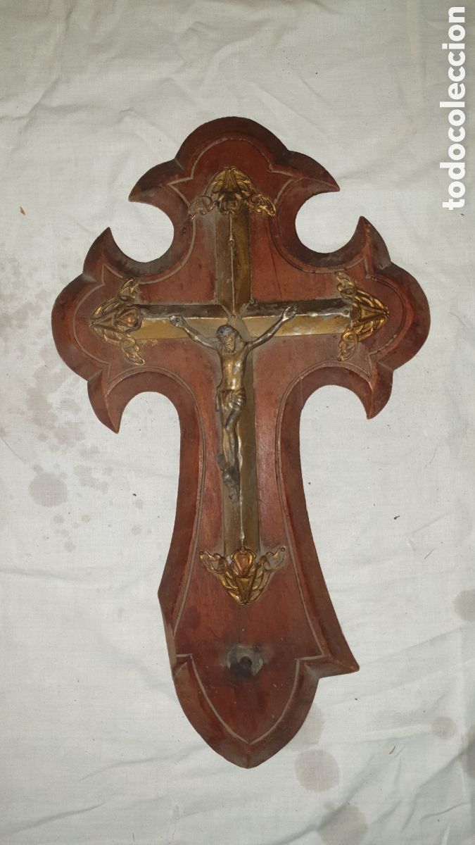 Antig&uuml;edades: CRUCIFIJO MADERA Y METAL - Foto 1