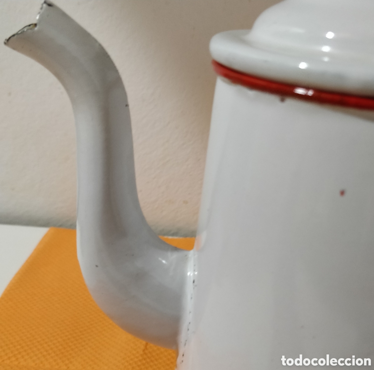 Antig&uuml;edades: Cafetera de Hierro Esmaltada de Porcelana - Foto 4