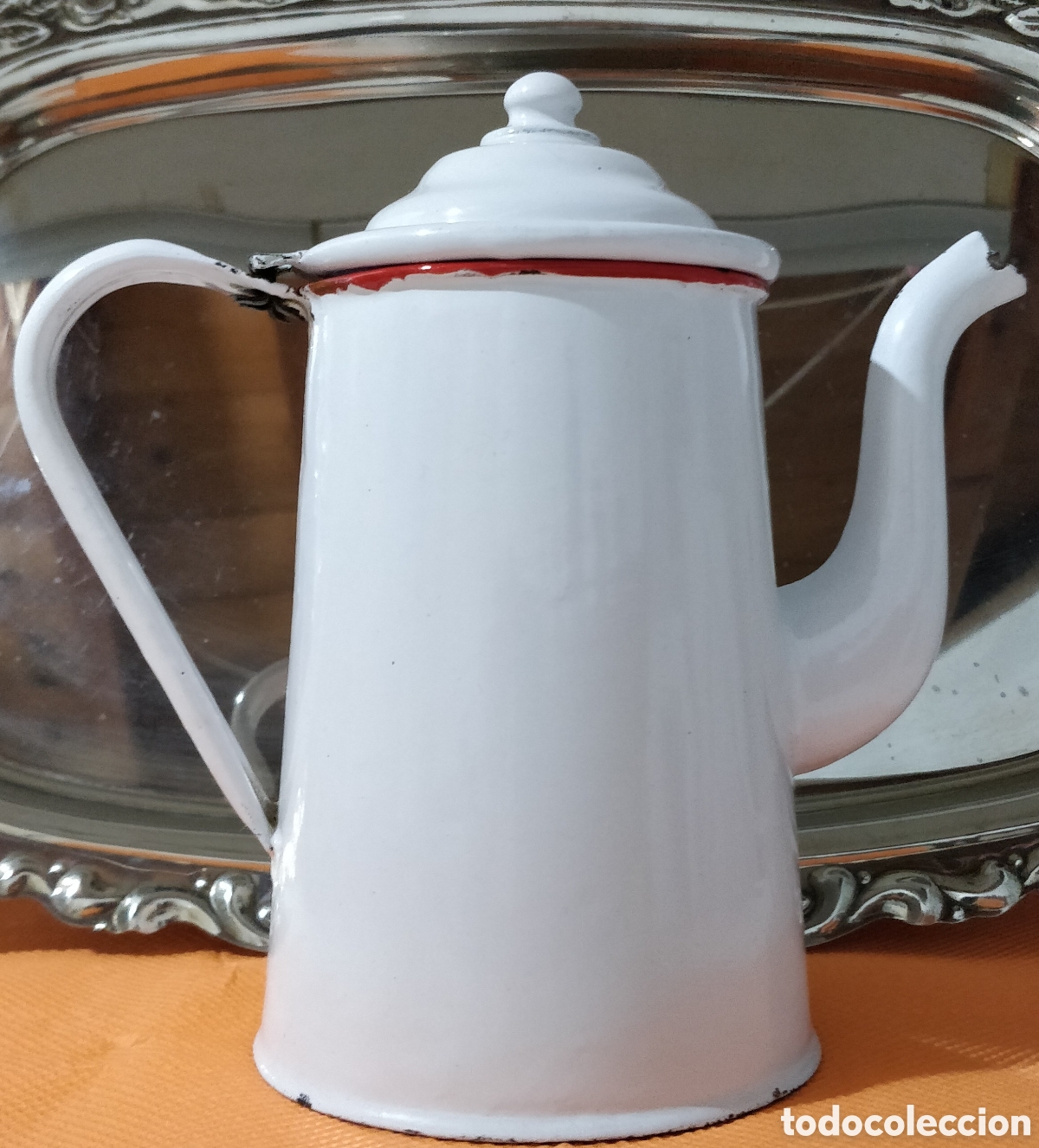 Antig&uuml;edades: Cafetera de Hierro Esmaltada de Porcelana - Foto 5