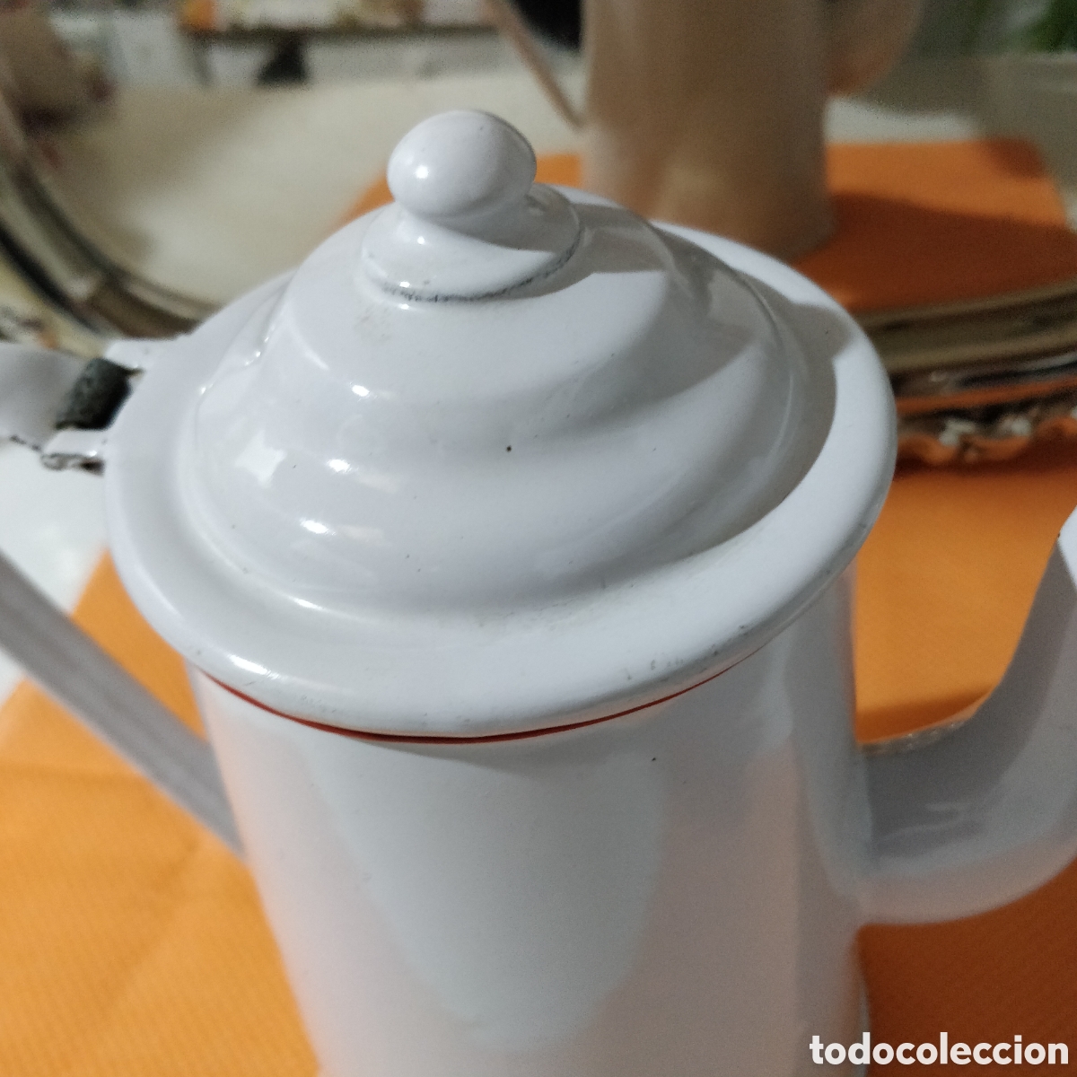 Antig&uuml;edades: Cafetera de Hierro Esmaltada de Porcelana - Foto 6