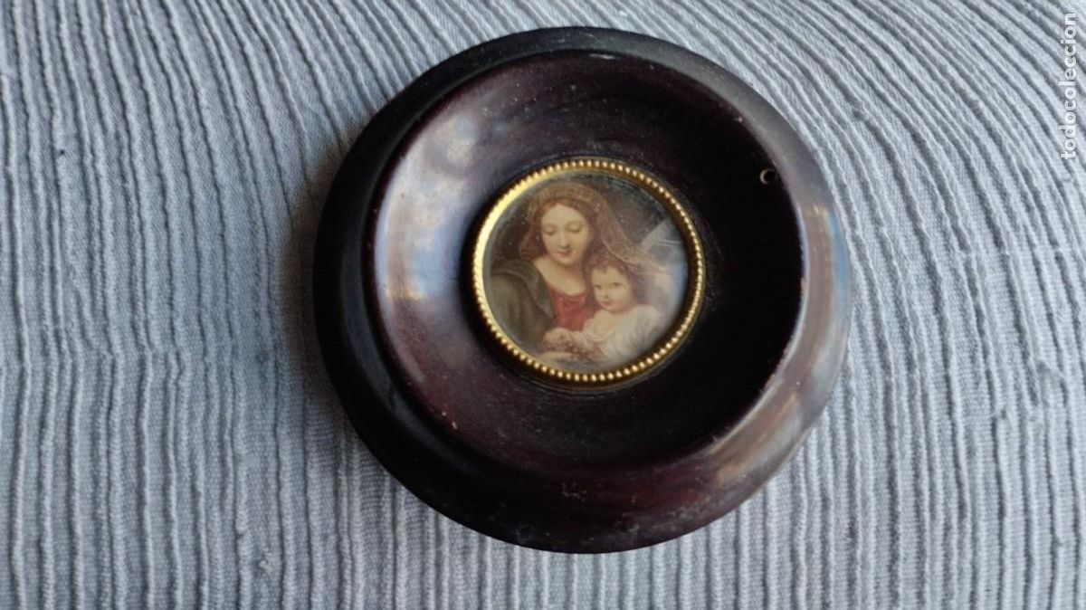 Antig&uuml;edades: Lote de peque&ntilde;os cuadritos religiosos de madera - Foto 2