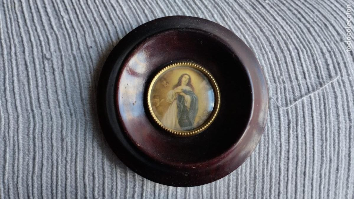 Antig&uuml;edades: Lote de peque&ntilde;os cuadritos religiosos de madera - Foto 5