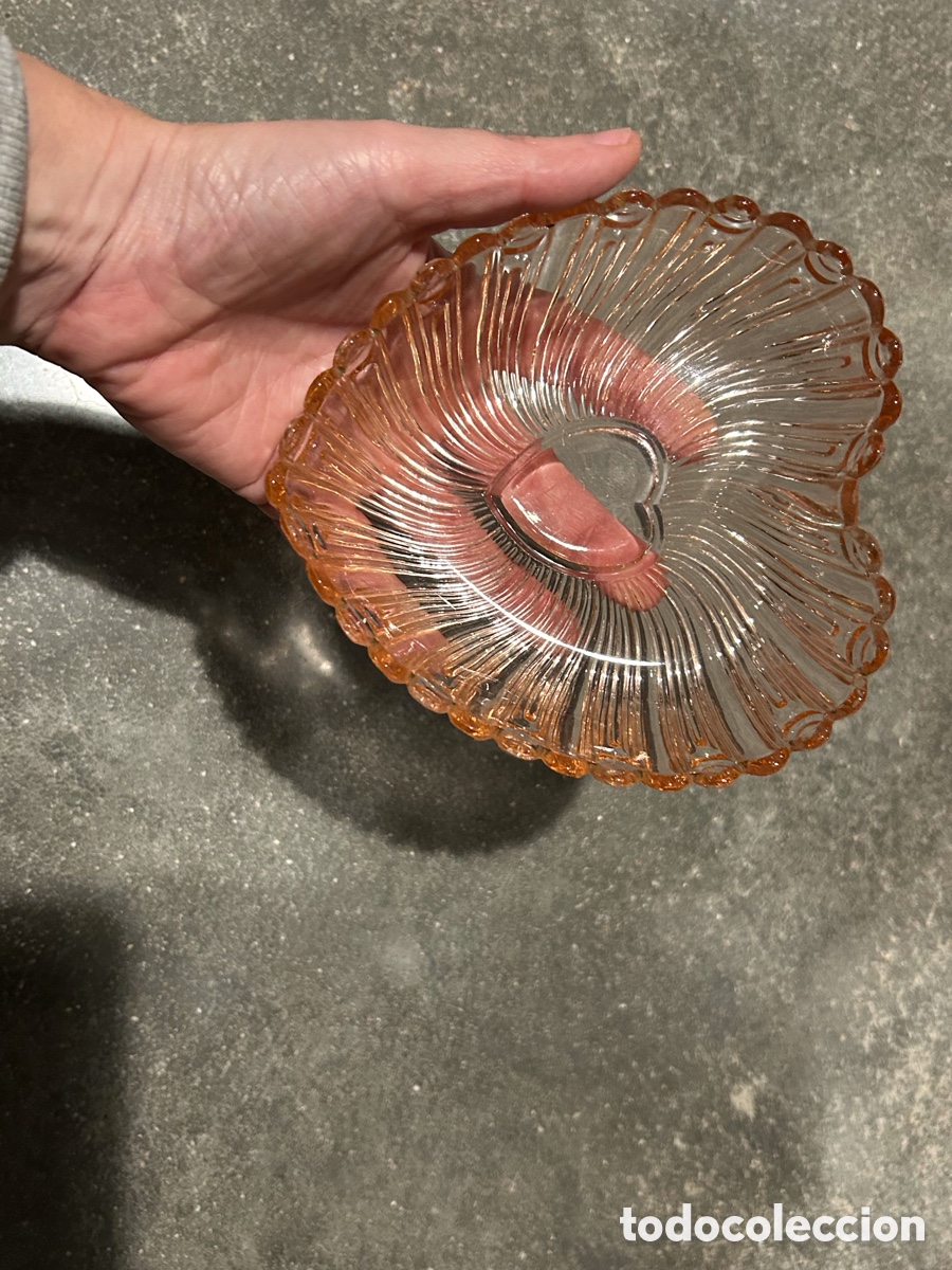 Antig&uuml;edades: Bandeja cristal rosa coraz&oacute;n - Foto 3