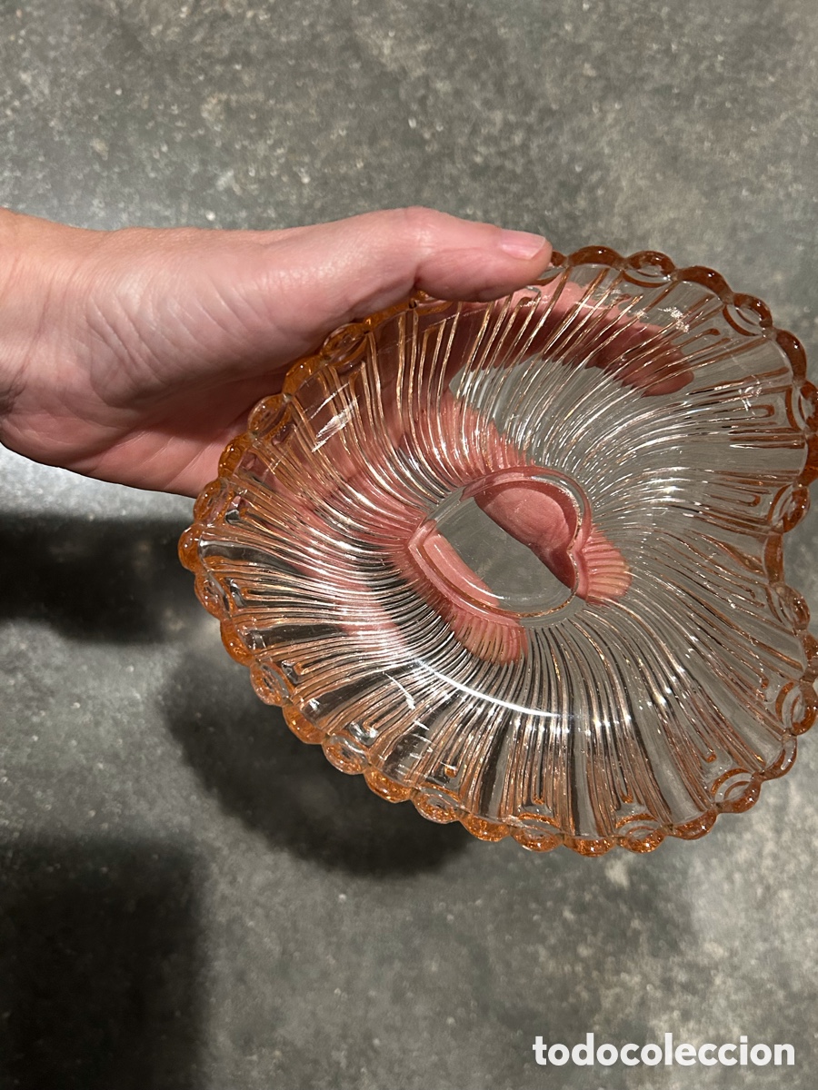 Antig&uuml;edades: Bandeja cristal rosa coraz&oacute;n - Foto 4