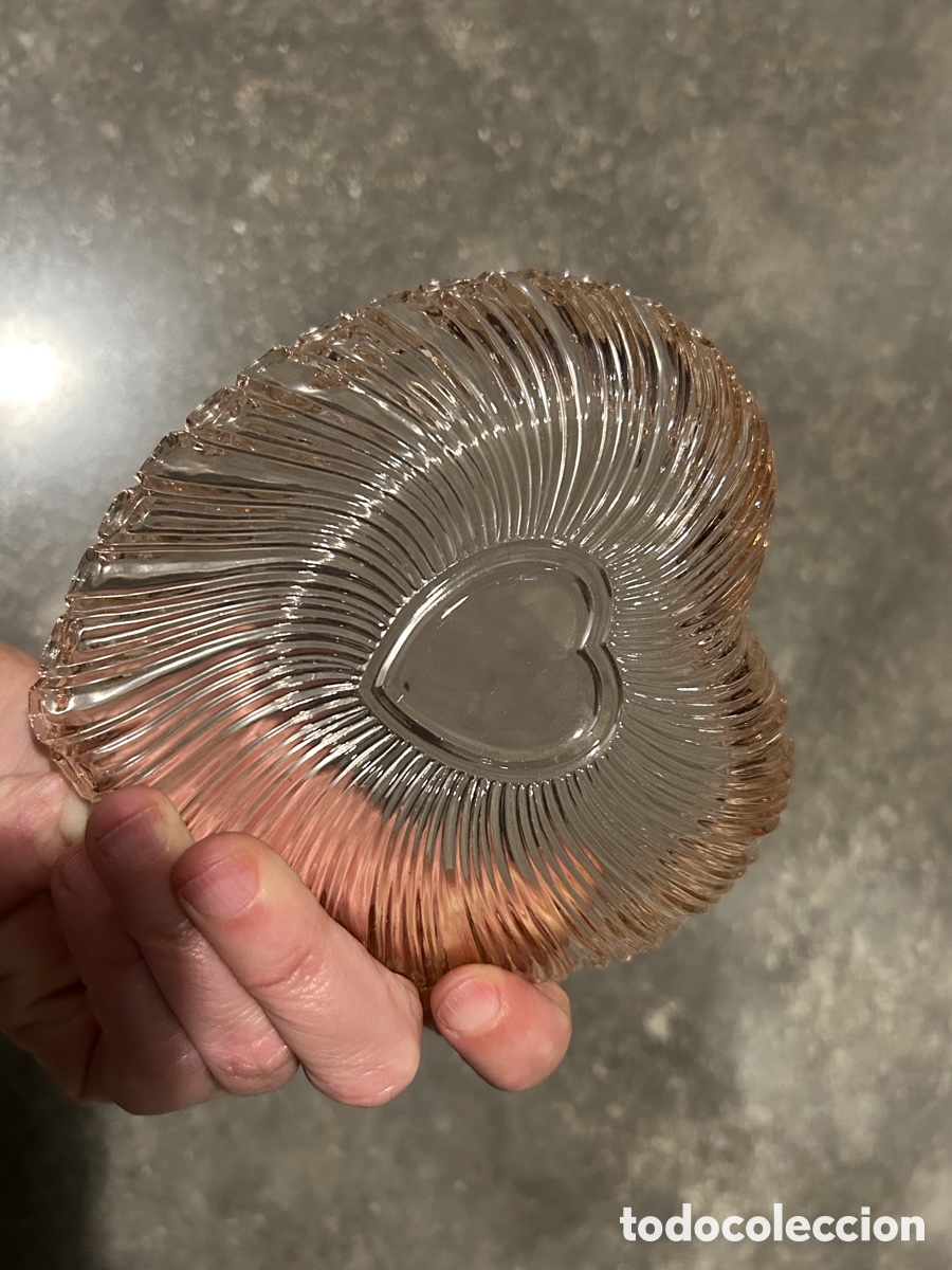 Antig&uuml;edades: Bandeja cristal rosa coraz&oacute;n - Foto 6