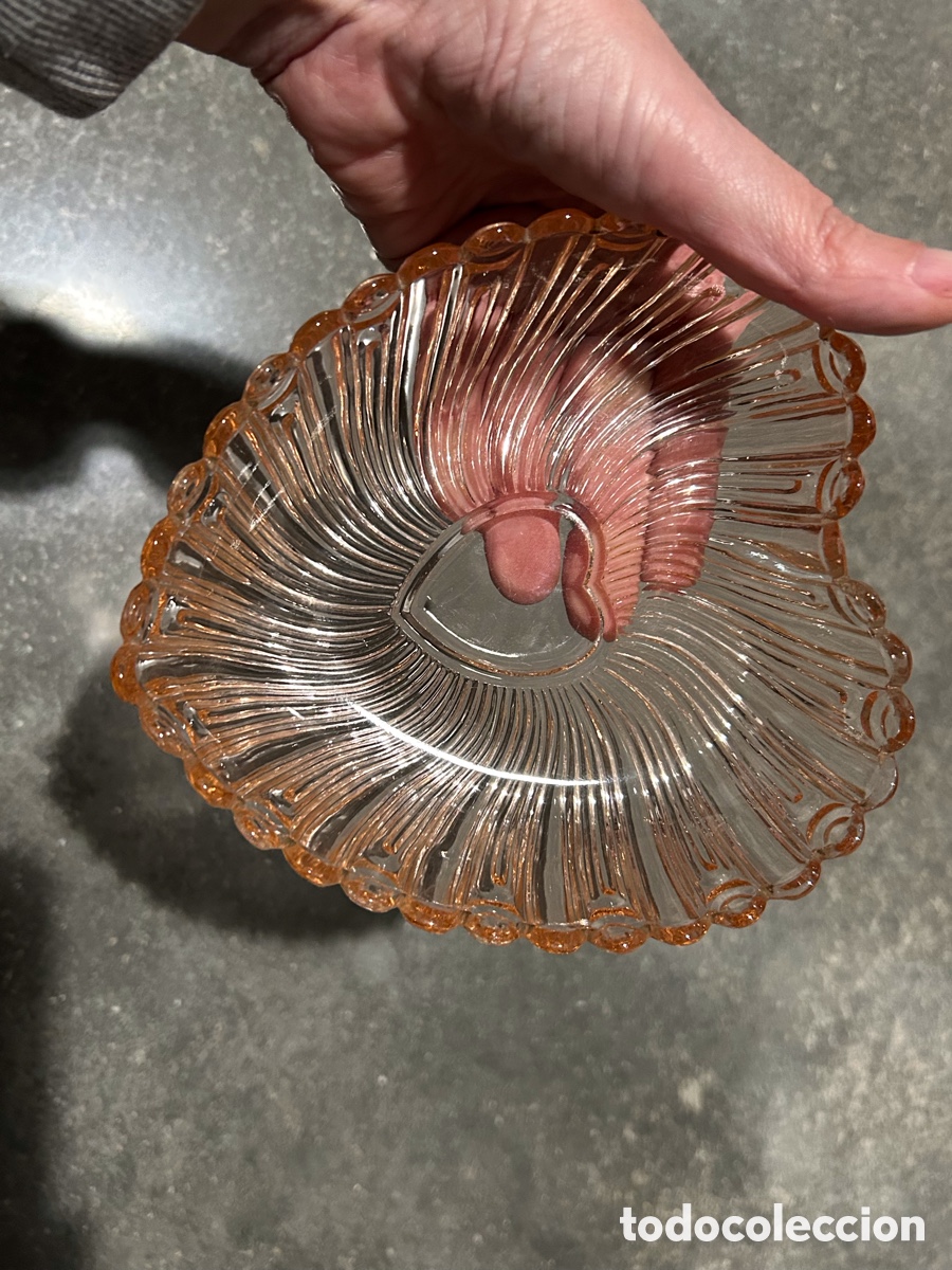 Antig&uuml;edades: Bandeja cristal rosa coraz&oacute;n - Foto 11