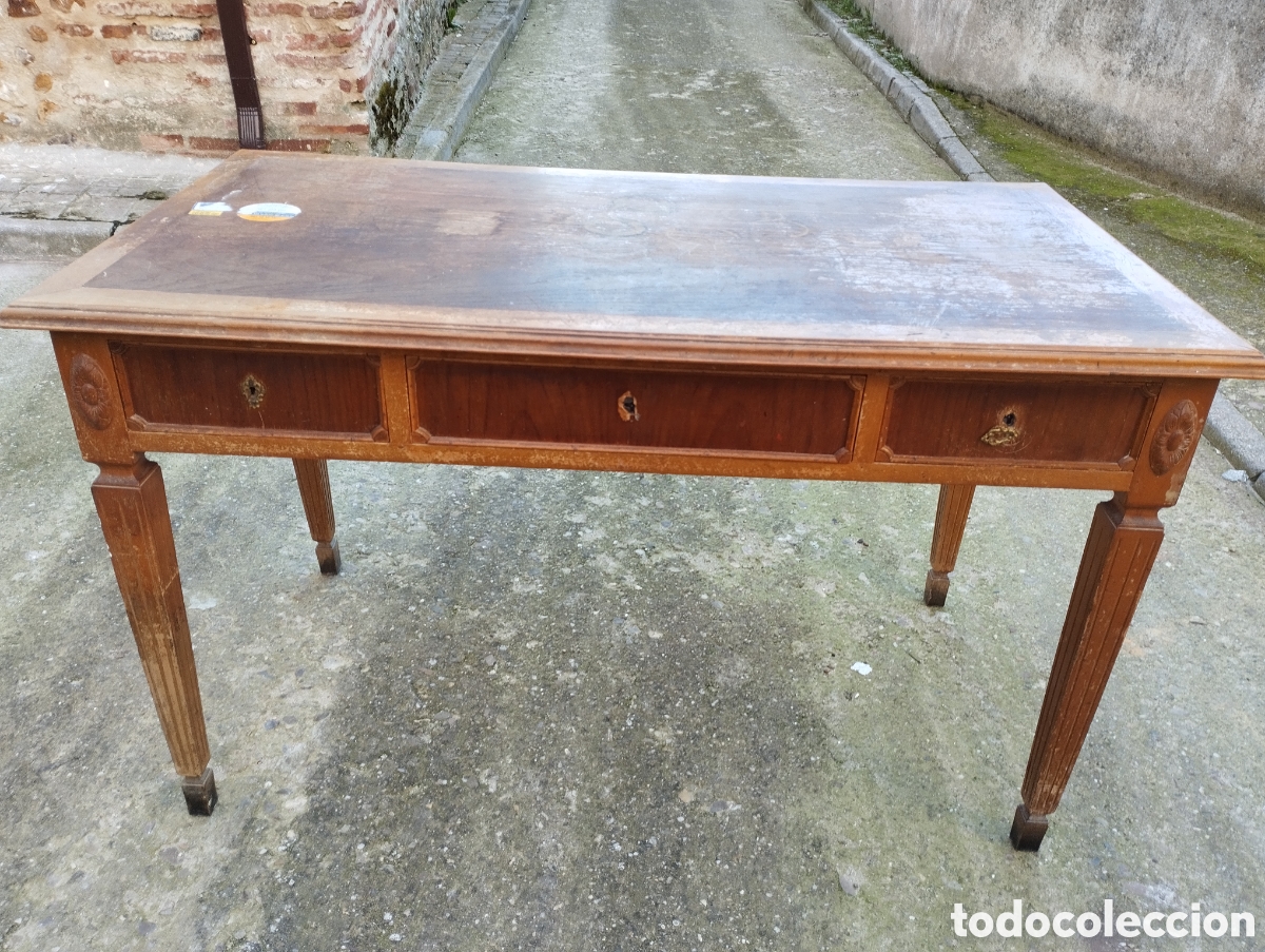 Antig&uuml;edades: Mesa de despacho de madera - Foto 3