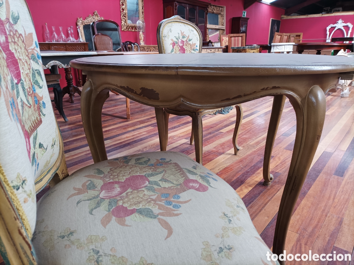 Antig&uuml;edades: Mesa redonda extensible en madera policromada - Foto 4