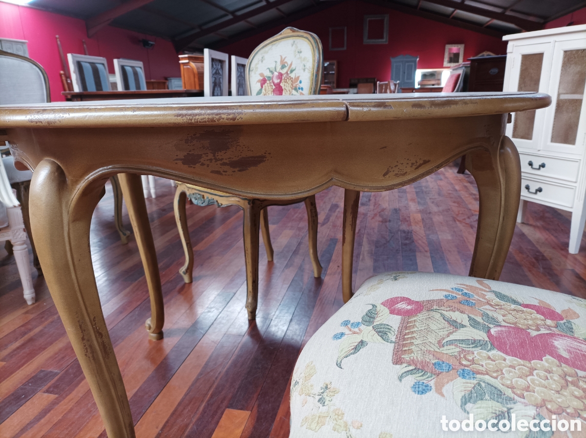 Antig&uuml;edades: Mesa redonda extensible en madera policromada - Foto 5