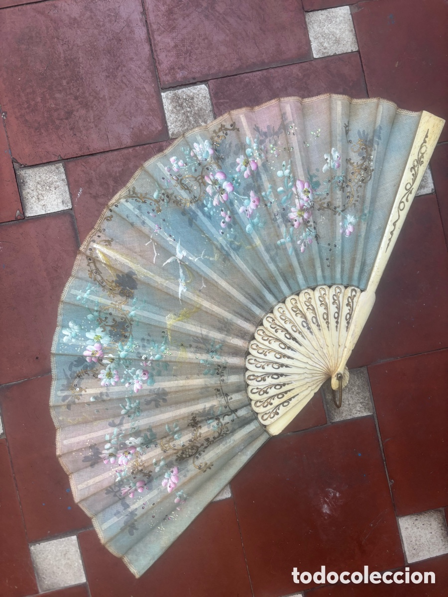 Antig&uuml;edades: BELL&Iacute;SIMO ABANICO ROM&Aacute;NTICO ANTIGUO - Foto 2