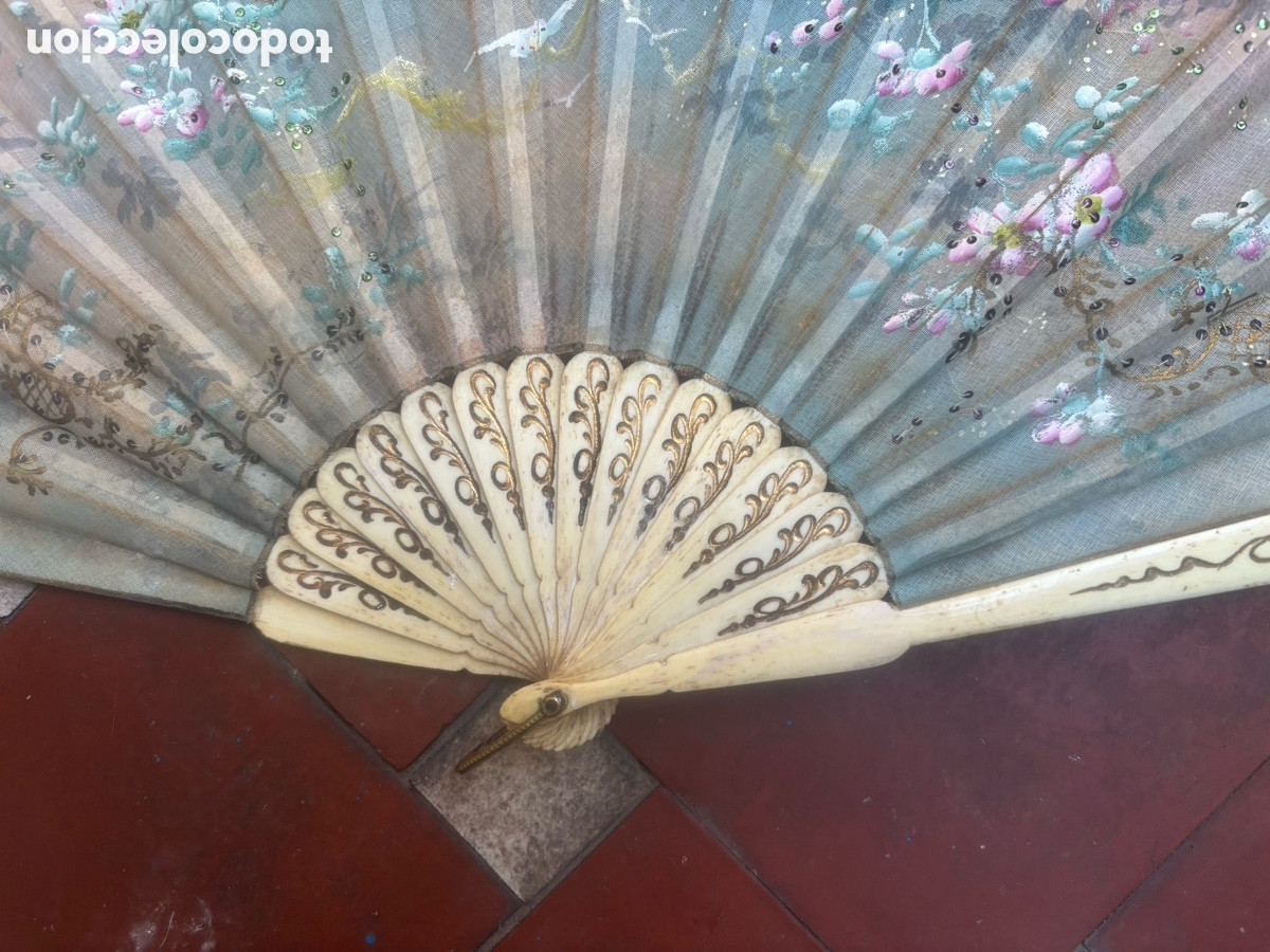 Antig&uuml;edades: BELL&Iacute;SIMO ABANICO ROM&Aacute;NTICO ANTIGUO - Foto 3