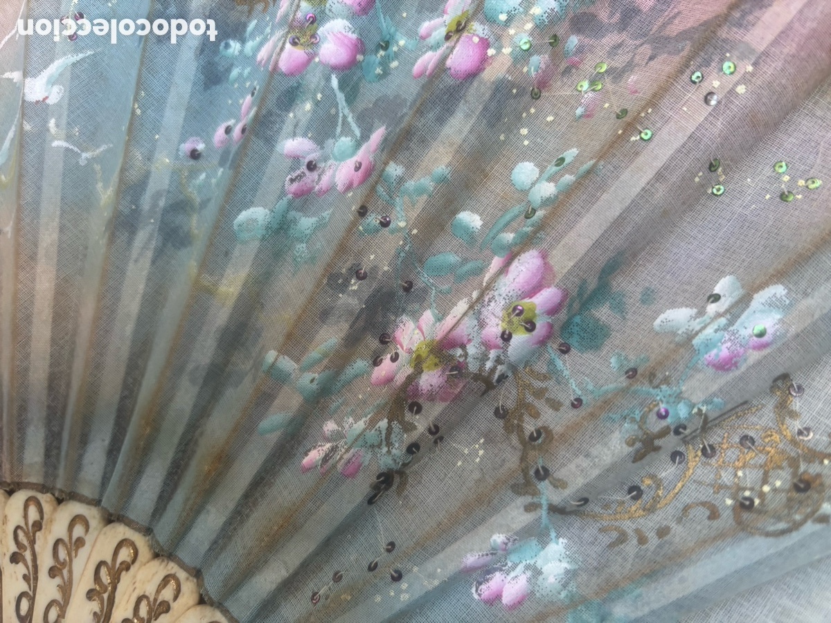 Antig&uuml;edades: BELL&Iacute;SIMO ABANICO ROM&Aacute;NTICO ANTIGUO - Foto 4