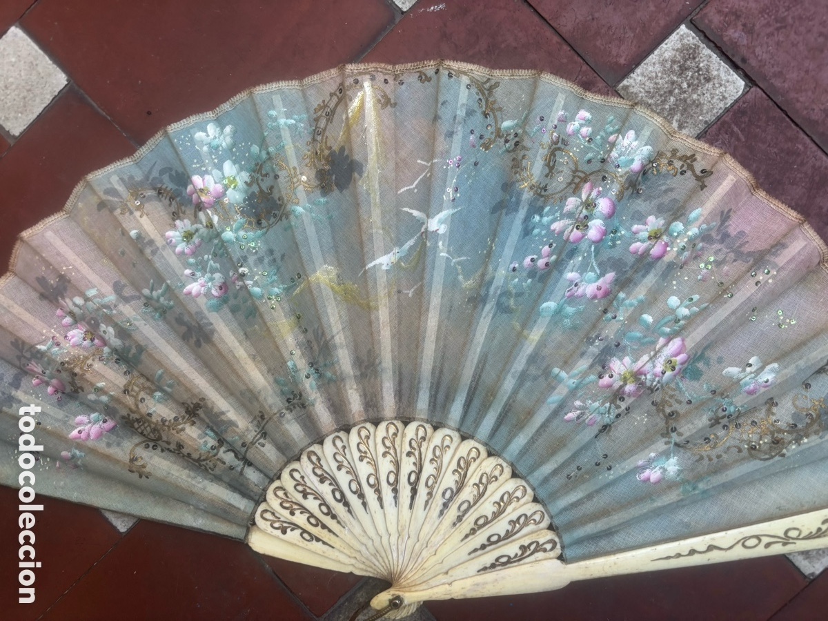 Antig&uuml;edades: BELL&Iacute;SIMO ABANICO ROM&Aacute;NTICO ANTIGUO - Foto 5