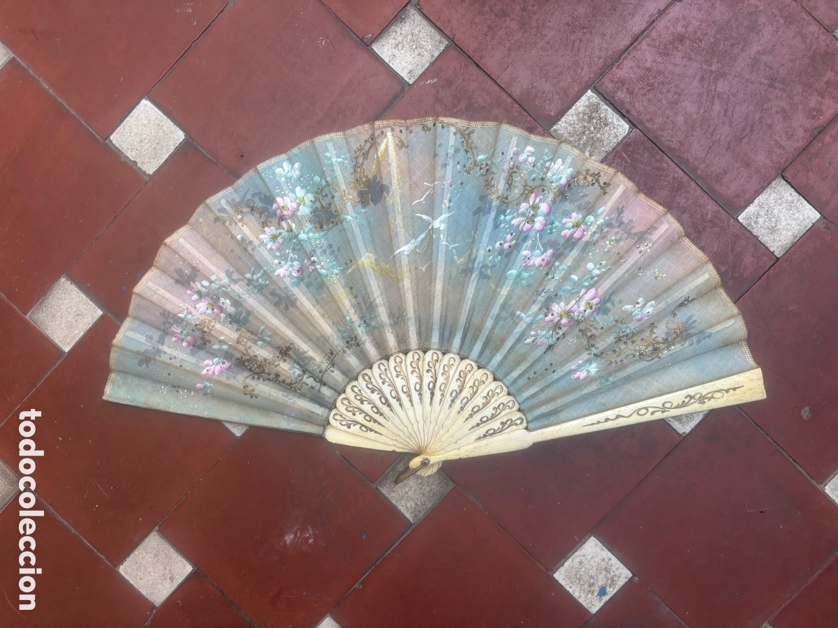 Antig&uuml;edades: BELL&Iacute;SIMO ABANICO ROM&Aacute;NTICO ANTIGUO - Foto 6