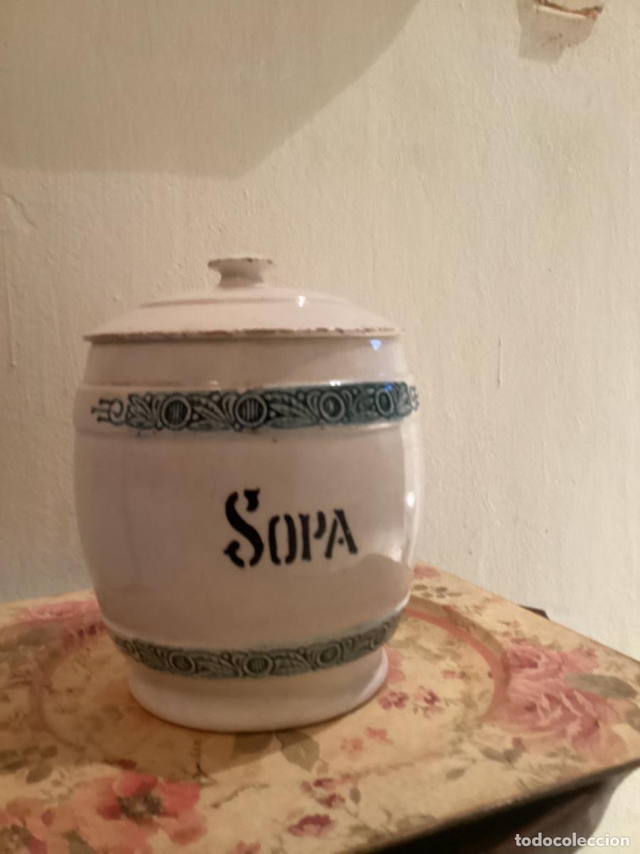 Antig&uuml;edades: Bote de cocina Manises. SOPA. 1900/1920 - Foto 1