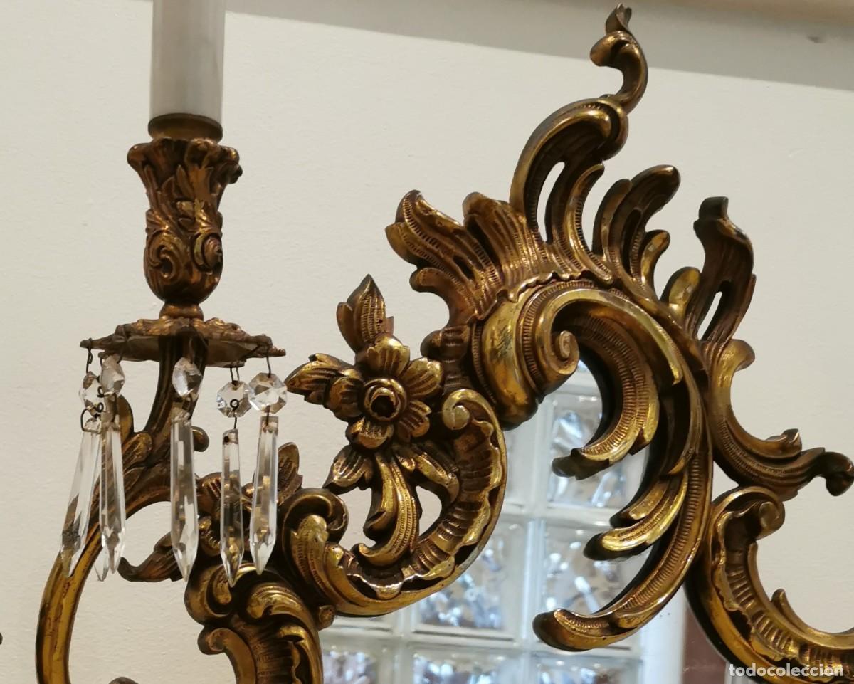 Antig&uuml;edades: ANTIGUO ESPEJO DE BRONCE CON LAMPARAS - Foto 3