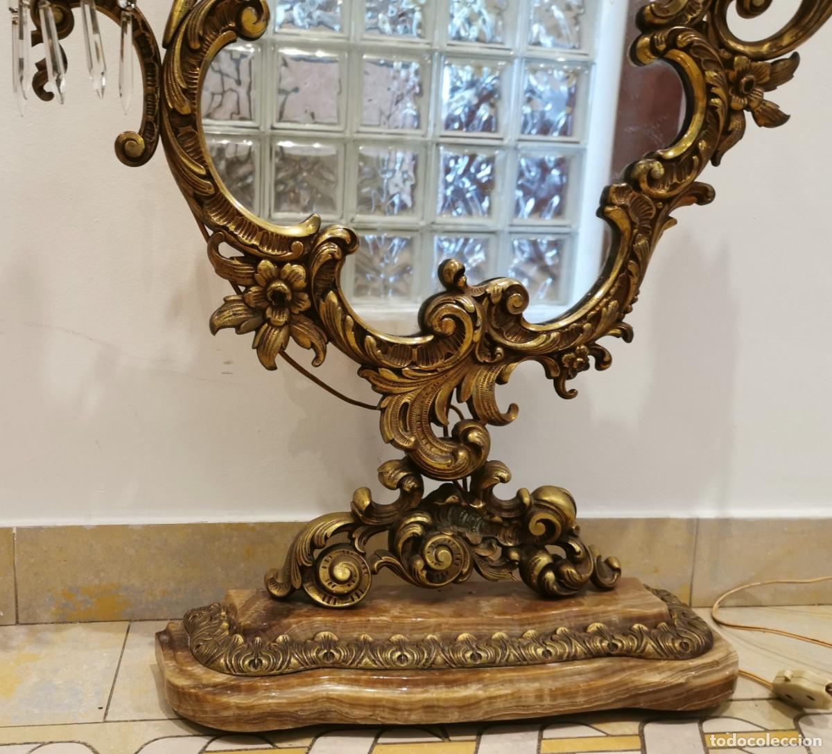 Antig&uuml;edades: ANTIGUO ESPEJO DE BRONCE CON LAMPARAS - Foto 5