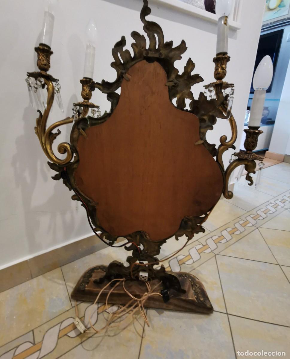 Antig&uuml;edades: ANTIGUO ESPEJO DE BRONCE CON LAMPARAS - Foto 7