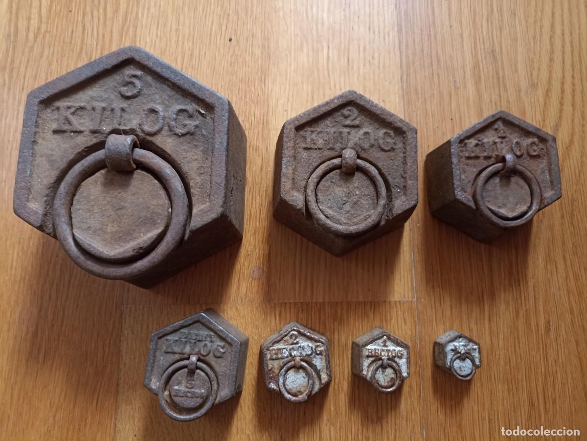 Antig&uuml;edades: CONJUNTO PESAS HEXAGONALES BALANZA - Foto 1