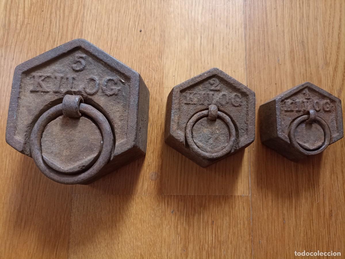 Antig&uuml;edades: CONJUNTO PESAS HEXAGONALES BALANZA - Foto 2