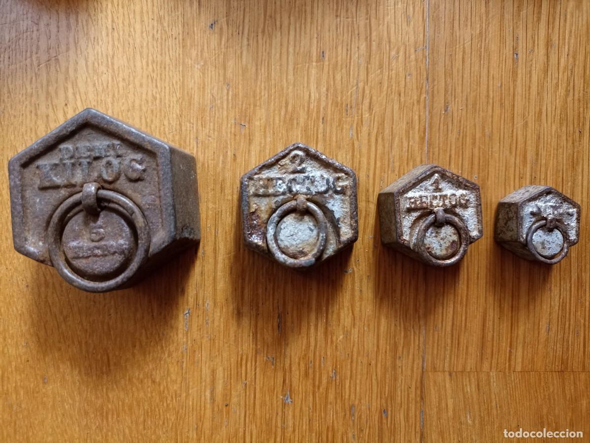 Antig&uuml;edades: CONJUNTO PESAS HEXAGONALES BALANZA - Foto 3