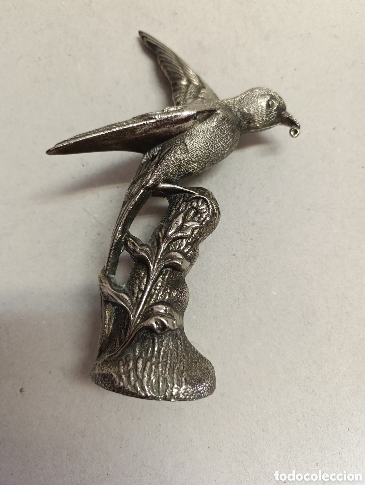 Antig&uuml;edades: PAJARO SOBRE TRONCO, EN METAL. - Foto 8