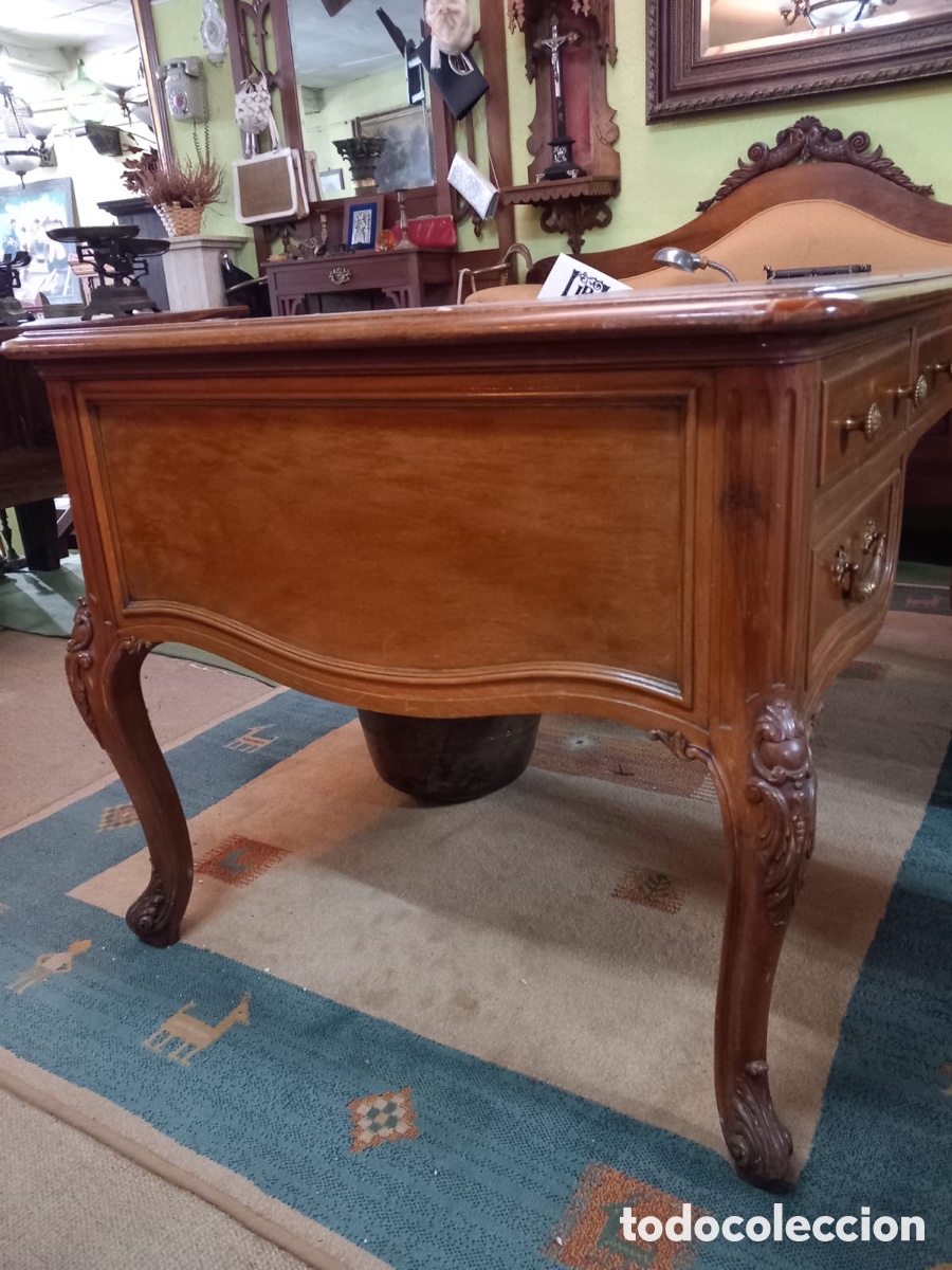 Antig&uuml;edades: Mesa de despacho con patas torneadas - Foto 2