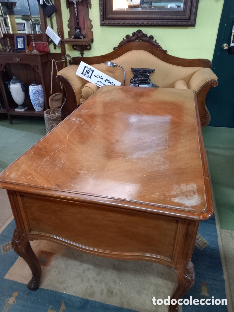 Antig&uuml;edades: Mesa de despacho con patas torneadas - Foto 3