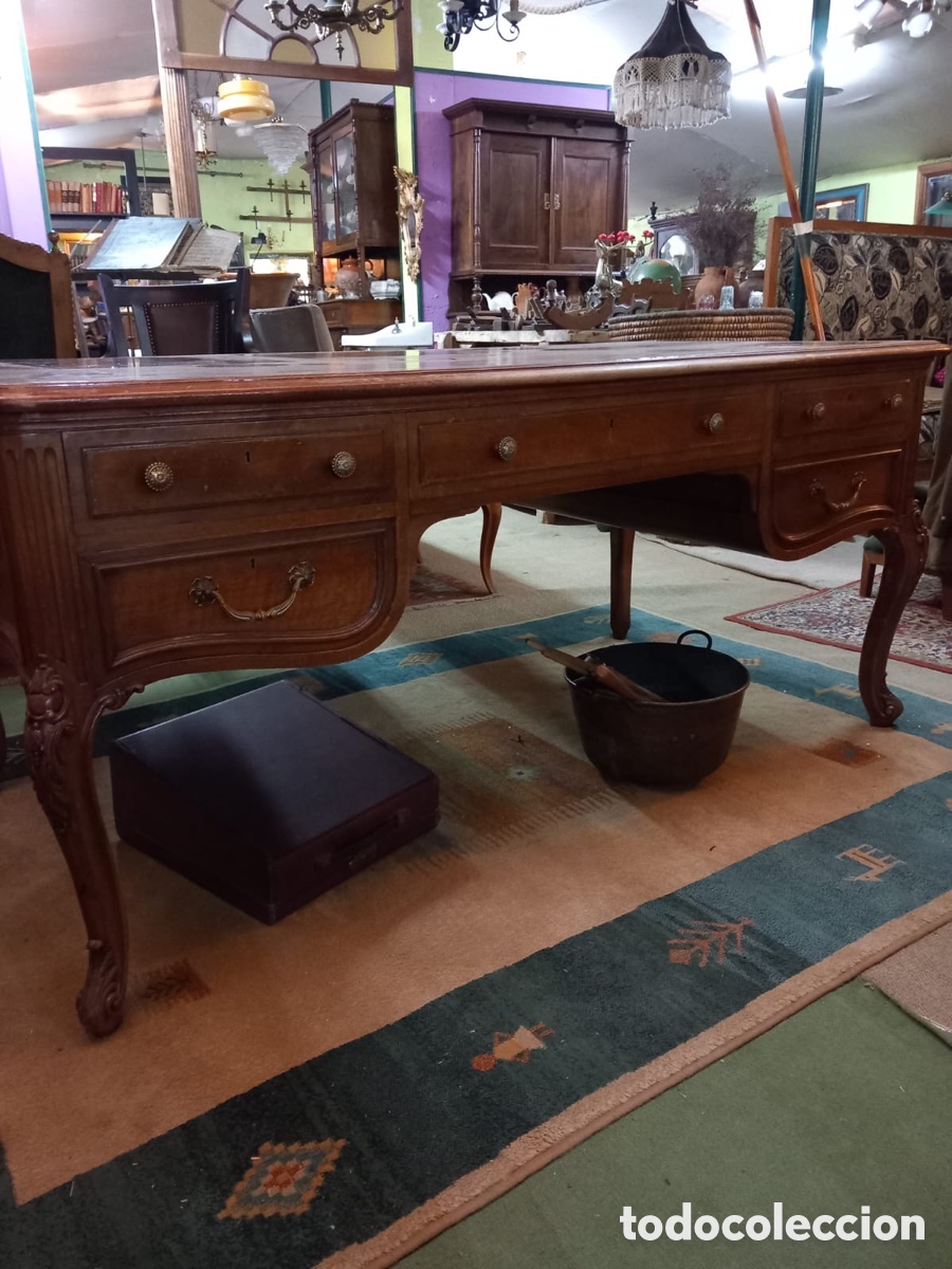 Antig&uuml;edades: Mesa de despacho con patas torneadas - Foto 5